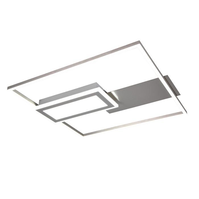 Nickel flush ceiling light design, Shun, 32W, warm to cold white adjustable LED