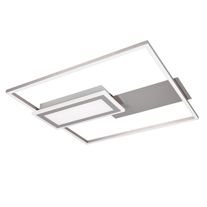 Nickel flush ceiling light design, Shun, 32W, warm to cold white adjustable LED