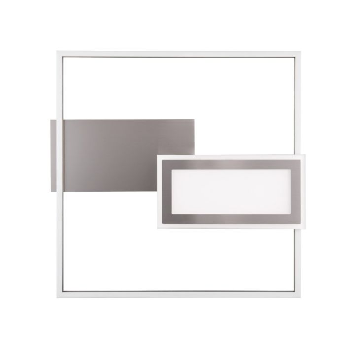 Nickel flush ceiling light design, Shun, 32W, warm to cold white adjustable LED