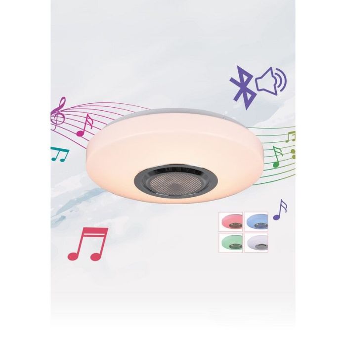 White flush ceiling light modern, Nichelle, 10W, RGBW LED, with remote control
