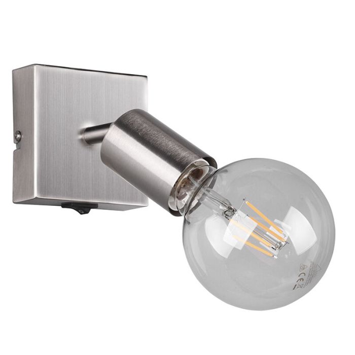 Nickel wall spotlight modern, Odin, with switch