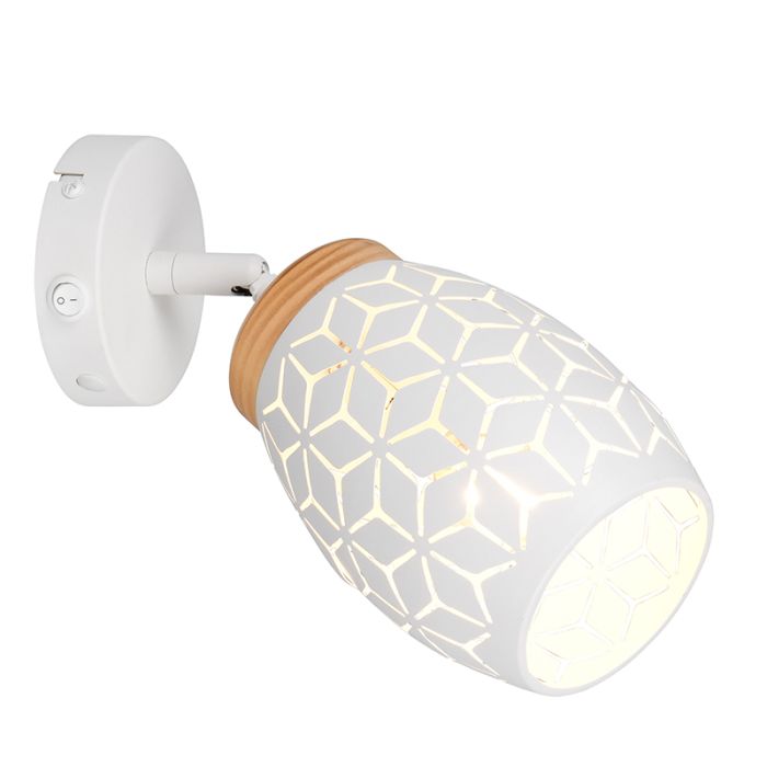 White wall spotlight modern, Delana, with switch