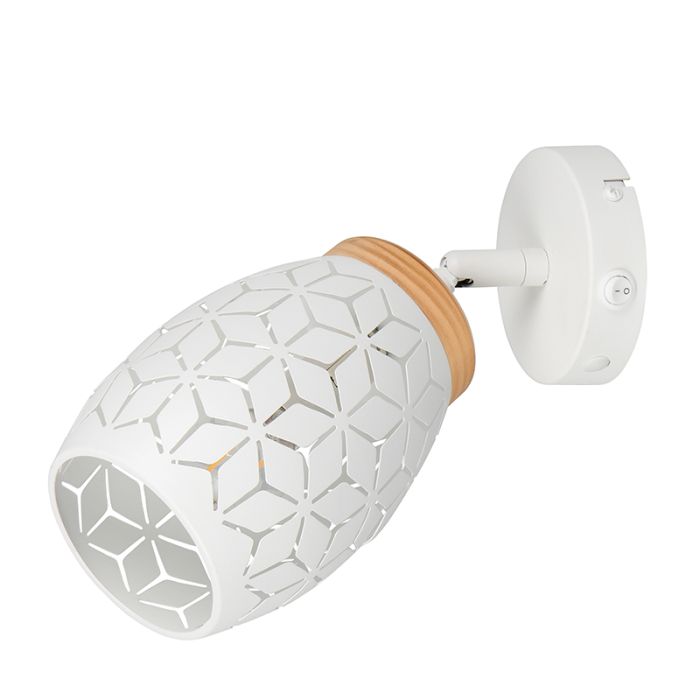 White wall spotlight modern, Delana, with switch
