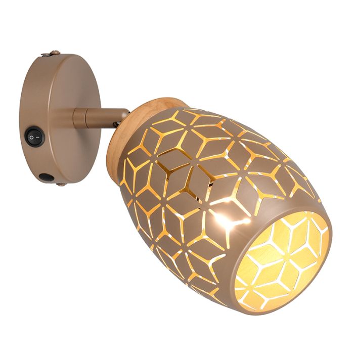 Brown wall spotlight modern, Delana, with switch