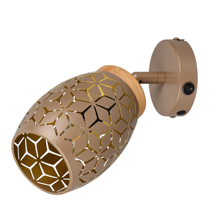 Brown wall spotlight modern, Delana, with switch