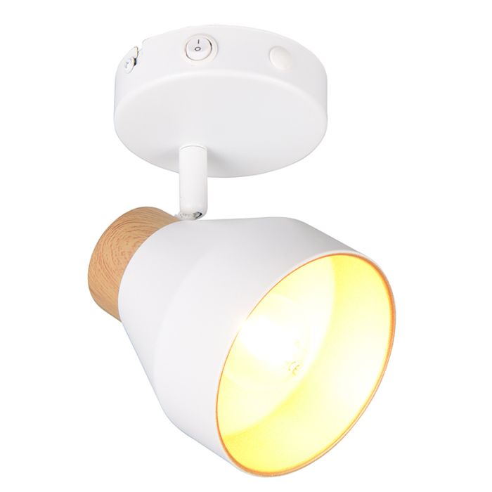 White wall spotlight modern, Riette, with switch