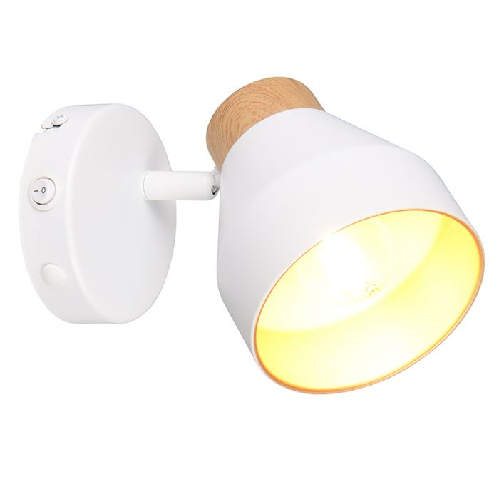 White wall spotlight modern, Riette, with switch