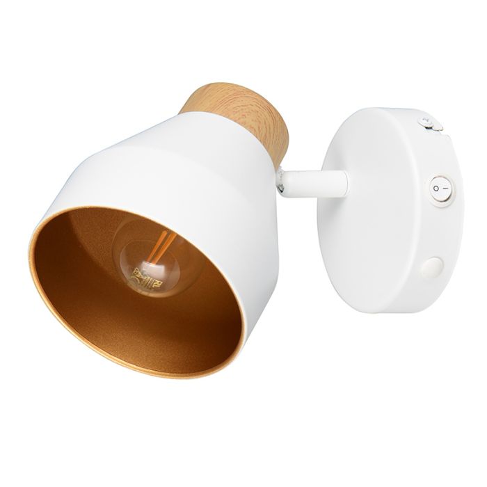 White wall spotlight modern, Riette, with switch