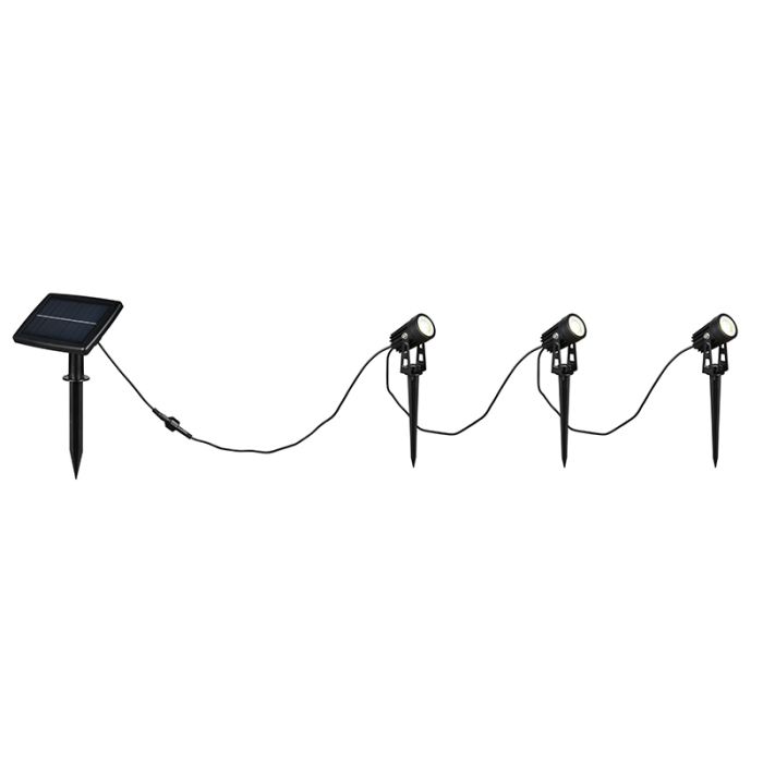 Black solar garden spike lights, Mijke, 0,5W, 4000K LED, IP44