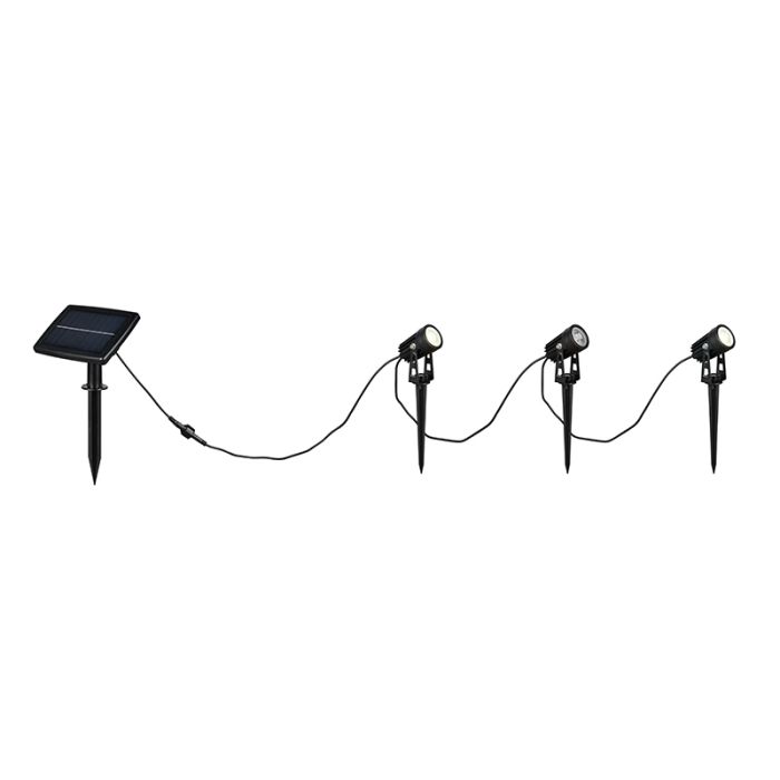 Black solar garden spike lights, Mijke, 0,5W, 4000K LED, IP44