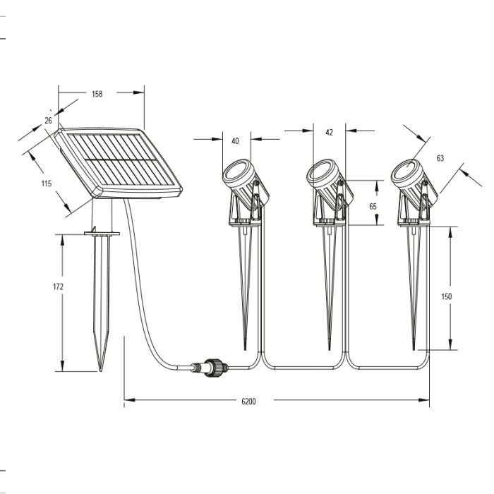 Black solar garden spike lights, Mijke, 0,5W, 4000K LED, IP44