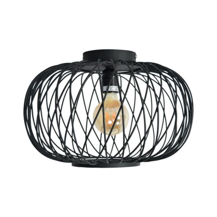 Industrial flush ceiling light black, Karly