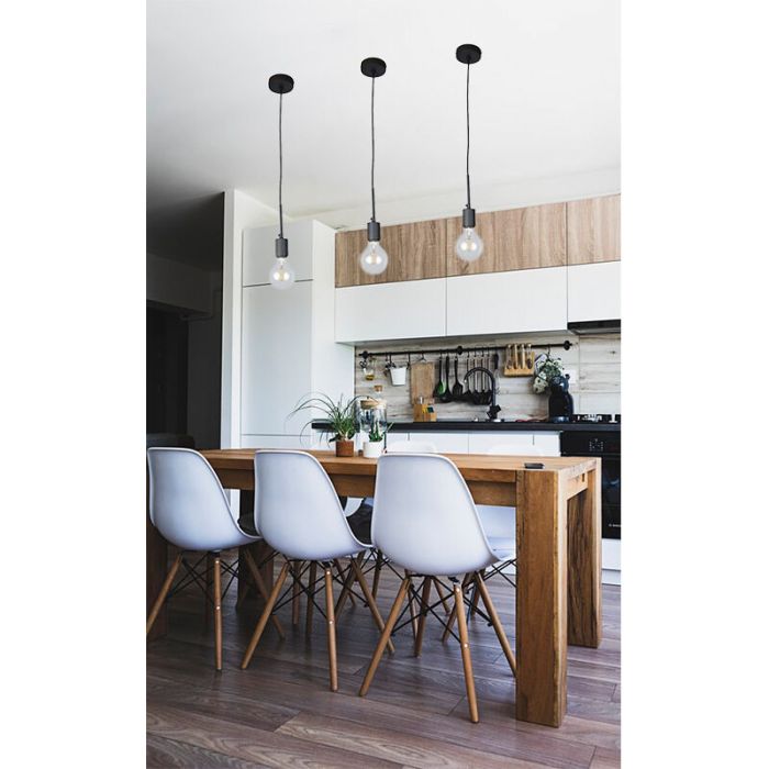 Industrial pendant light without shade black, Bolb