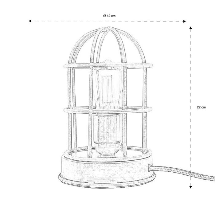 Industrial table lamp grey, Nova, with switch
