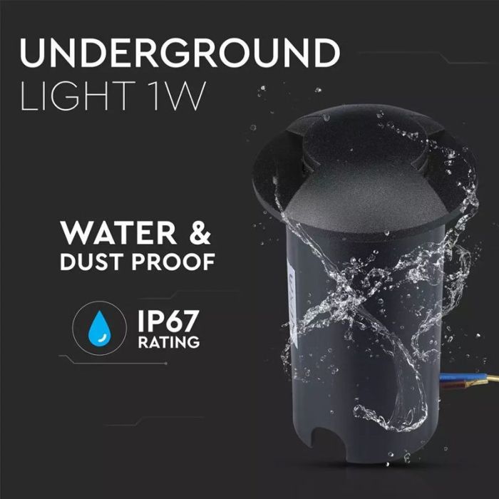 Modern ground light black, Marcus, 1W, 6500K LED, IP67