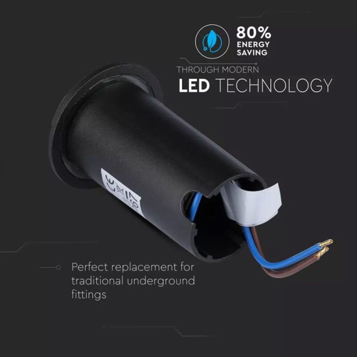 Modern ground light black, Marcus, 1W, 6500K LED, IP67