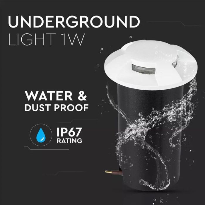 Modern ground light white, Marcus, 1W, 3000K LED, IP67