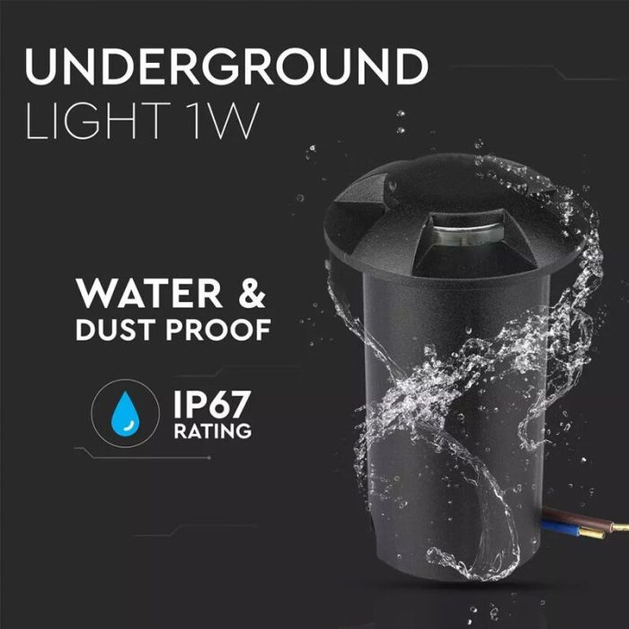 Modern ground light black, Marcus, 1W, 3000K LED, IP67