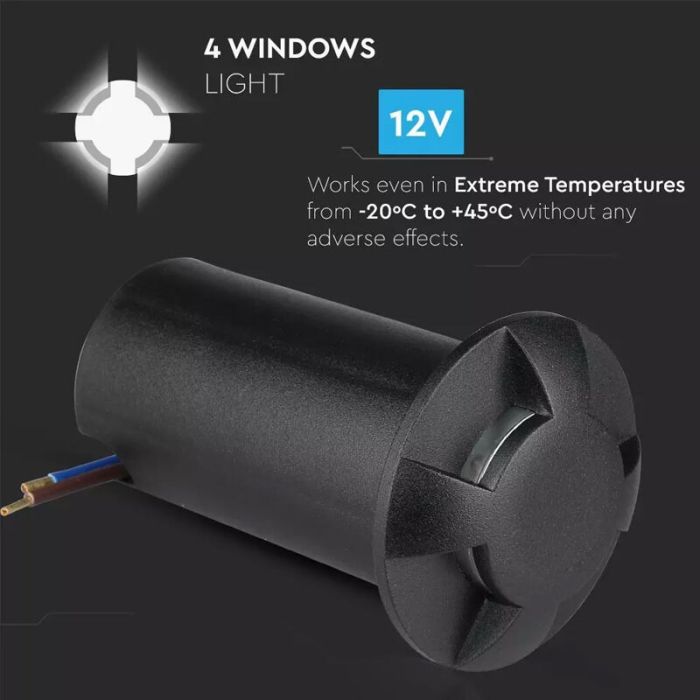 Modern ground light black, Marcus, 1W, 3000K LED, IP67
