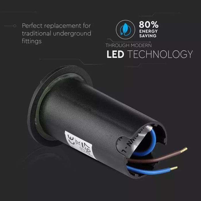 Modern ground light black, Marcus, 1W, 3000K LED, IP67