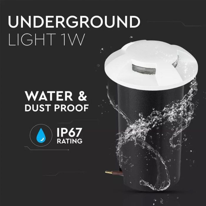 Modern ground light white, Marcus, 1W, 6500K LED, IP67