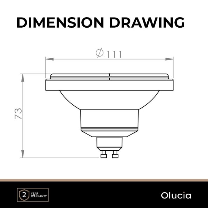 Olucia GU10 LED light bulb, AR111, black, 12w, dim to warm