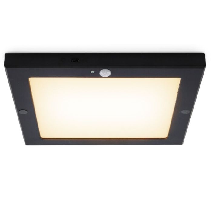 Plastic ceiling light with sensor black, Luan, 18W, 3000K LED