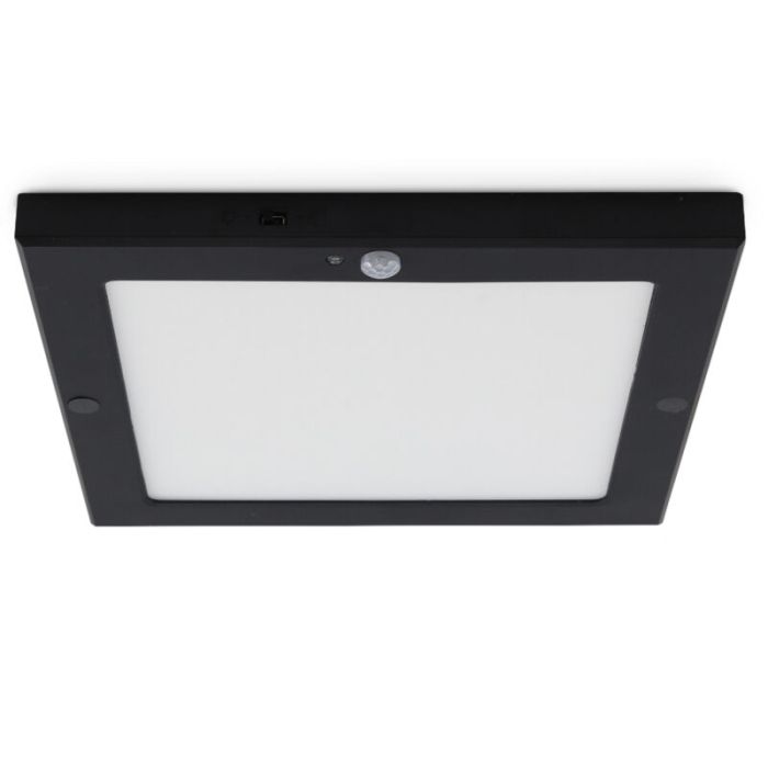 Plastic ceiling light with sensor black, Luan, 18W, 3000K LED