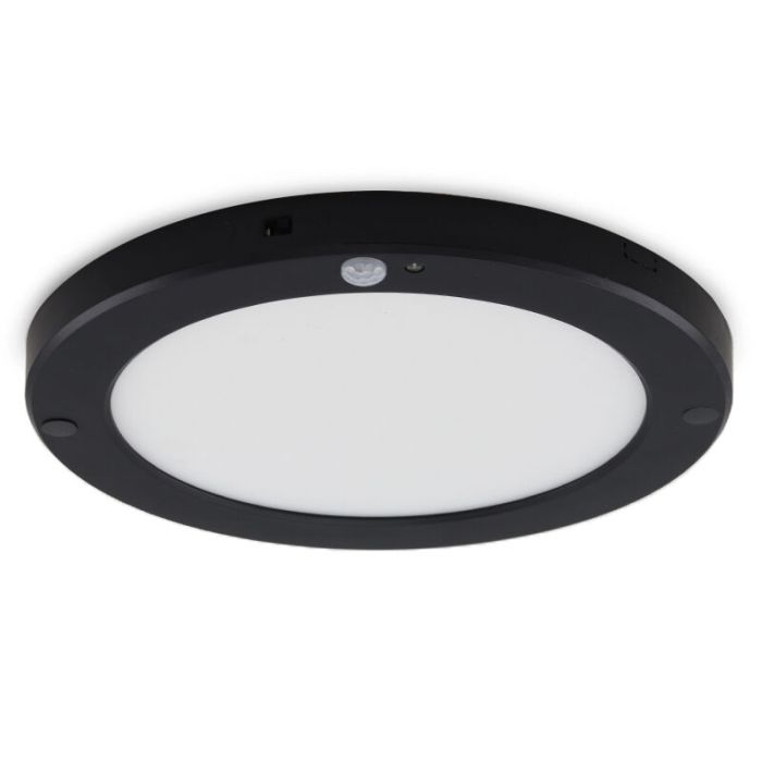 Plastic ceiling light with sensor black, Luan, 20W, 3000K LED