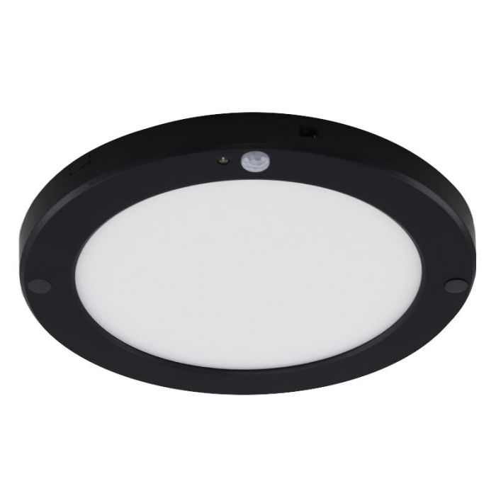 Plastic ceiling light with sensor black, Luan, 20W, 3000K LED