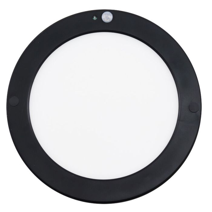Plastic ceiling light with sensor black, Luan, 20W, 3000K LED