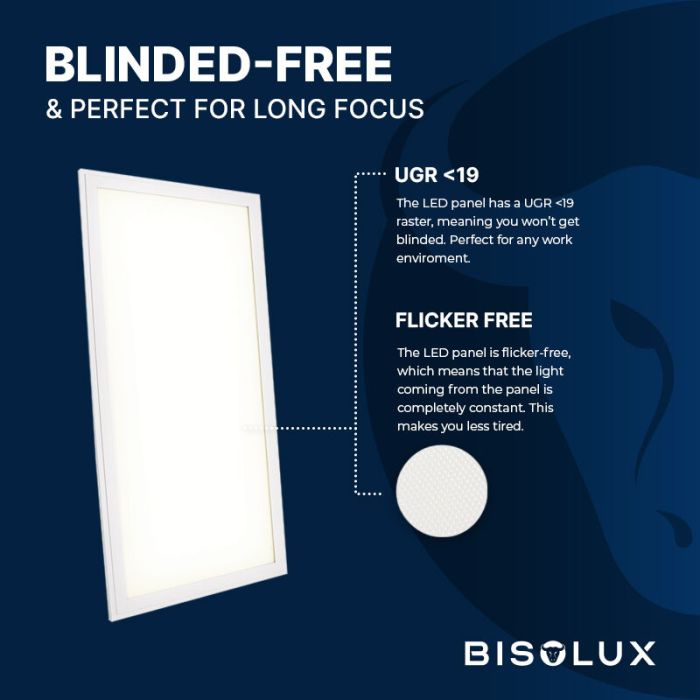 Bisolux 600x300 LED Panel - 24W - 4000K - UGR<19 - Side-Lit