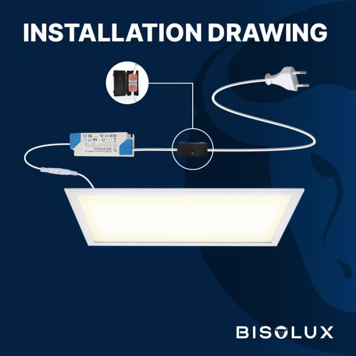 Bisolux 600x300 LED Panel - 24W - 4000K - UGR<19 - Side-Lit
