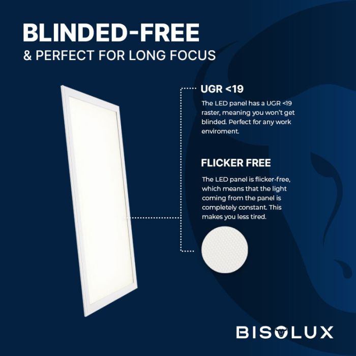 Bisolux 1200x600 LED Panel - 60W - 6000K - UGR<19 - Side-Lit