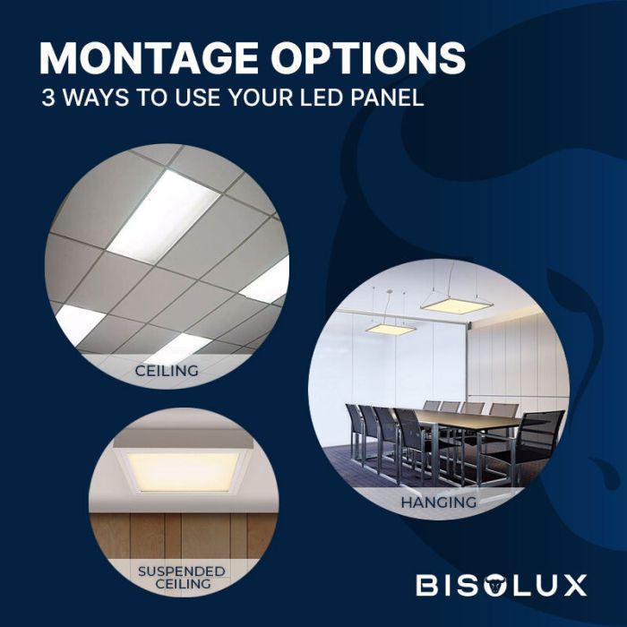 Bisolux 620x620 LED Panel - 38W - 3000K - UGR<19 - Side-Lit