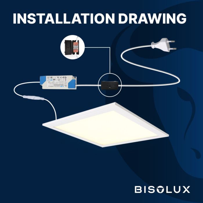 Bisolux 620x620 LED Panel - 38W - 3000K - UGR<19 - Side-Lit