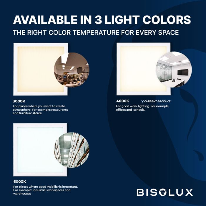Bisolux 620x620 LED Panel - 38W - 4000K - UGR<19 - Side-Lit