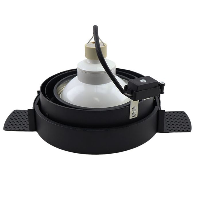 Modern trimless recessed downlight black, Wilhelm, GU10 AR111