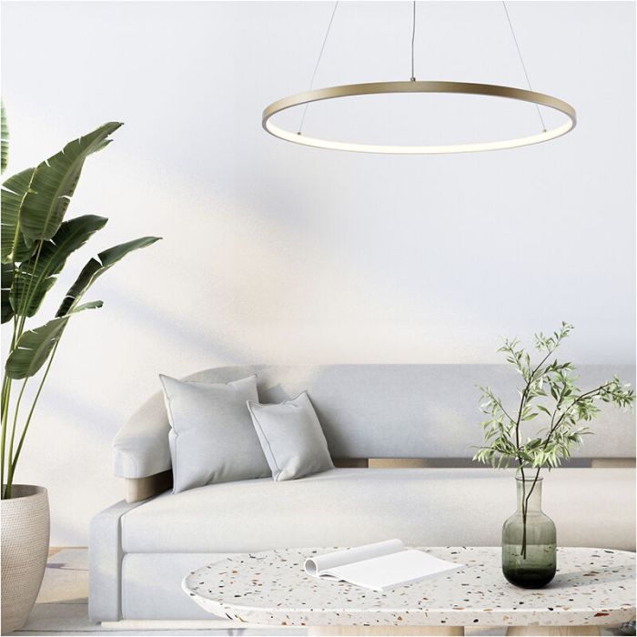 Design pendant light gold, Kubra, 28W, warm to cold white adjustable LED
