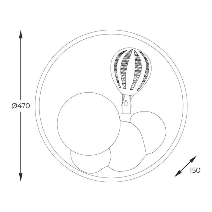 Metal children's ceiling light blue, Balloon, 42W, 3000K LED, 3-step dimmable